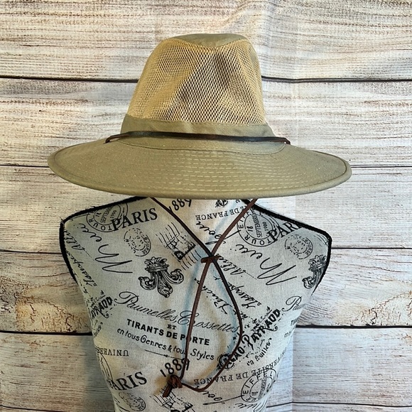 Golf Hat Dorfman Pacific Men's Brushed Twill-and-Mesh Safari Hat